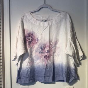 J. Jill Women's Linen Oversized Boxy Relaxed Fit Floral Watercolor